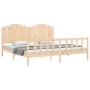 Bed frame with solid wood headboard 200x200 cm by , Beds and slatted bases - Ref: Foro24-3192316, Price: 186,80 €, Discount: %