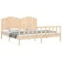 Bed frame with solid wood headboard 200x200 cm by , Beds and slatted bases - Ref: Foro24-3192316, Price: 184,42 €, Discount: %
