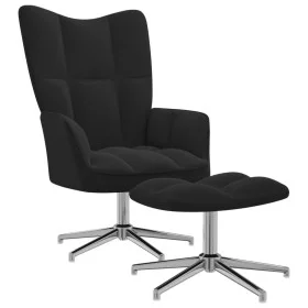 Entspannungsstuhl mit Fußstütze aus schwarzem Samt von , Sessel - Ref: Foro24-328134, Preis: 164,56 €, Rabatt: %