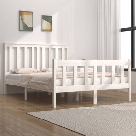 Estructura de cama madera maciza de pino blanco 135x190 cm