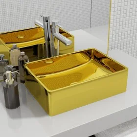 Lavabo 41x30x12 cm cerámica dorado de vidaXL, Lavabos - Ref: Foro24-143496, Precio: 74,57 €, Descuento: %