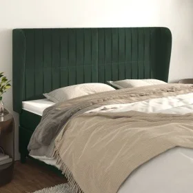 Headboard with dark green velvet ears 183x23x118/128cm by , Headboards and footboards - Ref: Foro24-3118257, Price: 149,74 €,...