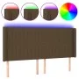 Dark brown fabric headboard with LED 163x16x118/128 cm by , Headboards and footboards - Ref: Foro24-3124295, Price: 114,56 €,...