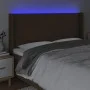 Dark brown fabric headboard with LED 163x16x118/128 cm by , Headboards and footboards - Ref: Foro24-3124295, Price: 114,56 €,...