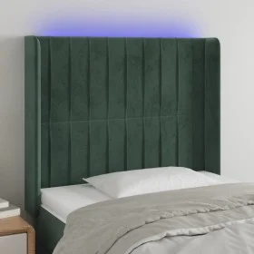 LED-Kopfteil aus dunkelgrünem Samt, 93 x 16 x 118/128 cm von , Kopf- und Fußteile - Ref: Foro24-3124325, Preis: 94,53 €, Raba...