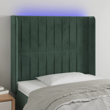 LED-Kopfteil aus dunkelgrünem Samt, 93 x 16 x 118/128 cm von , Kopf- und Fußteile - Ref: Foro24-3124325, Preis: 95,36 €, Raba...