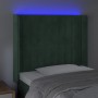 LED-Kopfteil aus dunkelgrünem Samt, 103 x 16 x 118/128 cm von , Kopf- und Fußteile - Ref: Foro24-3124331, Preis: 98,11 €, Rab...