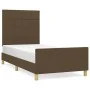 Dark brown fabric bed frame with headboard 80x200 cm by , Beds and slatted bases - Ref: Foro24-3125012, Price: 160,14 €, Disc...
