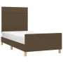 Dark brown fabric bed frame with headboard 80x200 cm by , Beds and slatted bases - Ref: Foro24-3125012, Price: 160,14 €, Disc...
