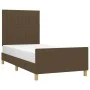 Dark brown fabric bed frame with headboard 80x200 cm by , Beds and slatted bases - Ref: Foro24-3125174, Price: 144,27 €, Disc...