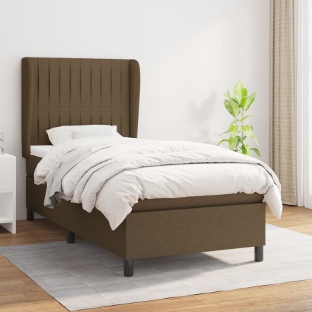 Cama box spring con colchón tela marrón oscuro 90x200 cm de , Camas y somieres - Ref: Foro24-3128096, Precio: 360,33 €, Descu...