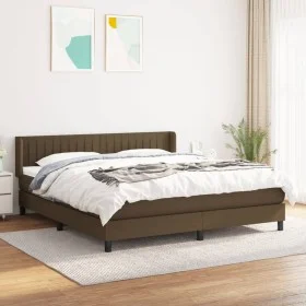 Box spring bed with dark brown fabric mattress 160x200 cm by , Beds and slatted bases - Ref: Foro24-3129884, Price: 491,80 €,...