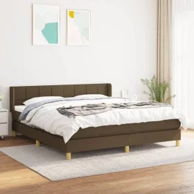 Box spring bed with dark brown fabric mattress 160x200 cm by , Beds and slatted bases - Ref: Foro24-3130284, Price: 476,41 €,...