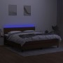 Boxspringbettmatratze LED-Leuchten dunkelbrauner Stoff 160x200cm von , Betten und Lattenroste - Ref: Foro24-3133328, Preis: 5...