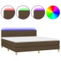 Cama box spring con colchón LED tela marrón oscuro 160x200 cm de , Camas y somieres - Ref: Foro24-3133728, Precio: 477,99 €, ...