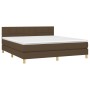Cama box spring con colchón LED tela marrón oscuro 160x200 cm de , Camas y somieres - Ref: Foro24-3133728, Precio: 477,99 €, ...