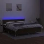 Box spring bed with LED mattress dark brown fabric 160x200 cm by , Beds and slatted bases - Ref: Foro24-3133728, Price: 474,9...