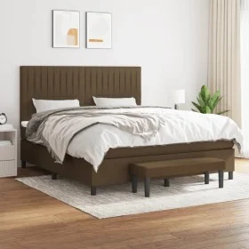 Box spring bed with dark brown fabric mattress 180x200 cm by , Beds and slatted bases - Ref: Foro24-3136776, Price: 617,87 €,...