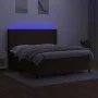 Box spring bed mattress LED lights dark brown fabric 180x200cm by , Beds and slatted bases - Ref: Foro24-3138496, Price: 601,...