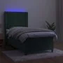 Box spring bed with mattress and LED dark green velvet 100x200cm by , Beds and slatted bases - Ref: Foro24-3139670, Price: 37...