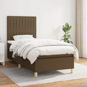 Box spring bed with dark brown fabric mattress 90x200 cm by , Beds and slatted bases - Ref: Foro24-3142468, Price: 311,02 €, ...
