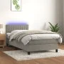 Box spring bed with mattress and LED light gray velvet 80x200 cm by , Beds and slatted bases - Ref: Foro24-3134489, Price: 27...