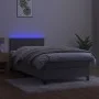 Box spring bed with mattress and LED light gray velvet 80x200 cm by , Beds and slatted bases - Ref: Foro24-3134489, Price: 27...