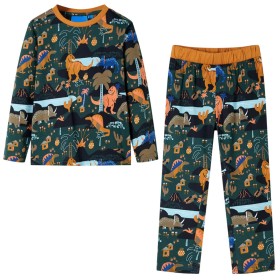 Pijama infantil de manga larga verde oscuro 140