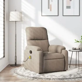 Massage recliner taupe gray microfiber fabric by , Armchairs - Ref: Foro24-373456, Price: 269,65 €, Discount: %