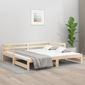 Ausziehbares Schlafsofa aus massivem Kiefernholz, 90 x 200 cm von , Betten und Lattenroste - Ref: Foro24-840141, Preis: 137,2...
