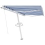 Toldo de pie retráctil manual azul y blanco 300x250 cm en Toldos | Comprar online en Foro24
