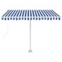 Toldo de pie retráctil manual azul y blanco 300x250 cm en Toldos | Comprar online en Foro24