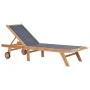 Folding sun lounger with wheels solid teak and textilene by vidaXL, Loungers - Ref: Foro24-44668, Price: 298,42 €, Discount: %