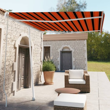 Toldo de pie retráctil manual naranja y marrón 300x250 cm en Toldos | Comprar online en Foro24
