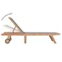 Tumbona plegable con ruedas teca maciza y textileno de vidaXL, Tumbonas - Ref: Foro24-44668, Precio: 300,48 €, Descuento: %