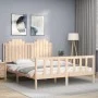 Bed frame with solid wood headboard 160x200 cm by , Beds and slatted bases - Ref: Foro24-3192306, Price: 166,07 €, Discount: %