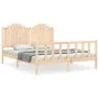 Bed frame with solid wood headboard 160x200 cm by , Beds and slatted bases - Ref: Foro24-3192306, Price: 166,07 €, Discount: %