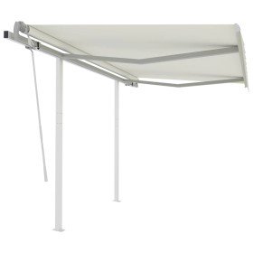 Toldo manual retráctil con postes color crema 3x2,5 m en Toldos | Comprar online en Foro24