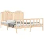 Bed frame with solid wood headboard 160x200 cm by , Beds and slatted bases - Ref: Foro24-3192306, Price: 166,07 €, Discount: %