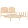 Bed frame with solid wood headboard 160x200 cm by , Beds and slatted bases - Ref: Foro24-3192306, Price: 166,07 €, Discount: %