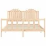 Bed frame with solid wood headboard 160x200 cm by , Beds and slatted bases - Ref: Foro24-3192306, Price: 166,07 €, Discount: %