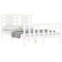 Estructura cama de matrimonio con cabecero madera maciza blanco de , Camas y somieres - Ref: Foro24-3192792, Precio: 159,37 €
