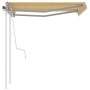 Toldo manual retráctil con postes amarillo y blanco 3x2,5 m en Toldos | Comprar online en Foro24
