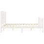 Double bed frame with white solid wood headboard by , Beds and slatted bases - Ref: Foro24-3192792, Price: 157,28 €, Discount: %