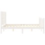 Estructura cama de matrimonio con cabecero madera maciza blanco de , Camas y somieres - Ref: Foro24-3192792, Precio: 159,37 €