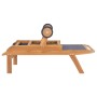 Folding sun lounger with wheels solid teak and textilene by vidaXL, Loungers - Ref: Foro24-44668, Price: 302,57 €, Discount: %
