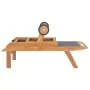 Folding sun lounger with wheels solid teak and textilene by vidaXL, Loungers - Ref: Foro24-44668, Price: 298,42 €, Discount: %