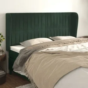Headboard with dark green velvet ears 163x23x118/128cm by , Headboards and footboards - Ref: Foro24-3118251, Price: 143,22 €,...