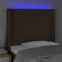 Headboard with LED in dark brown fabric 83x16x118/128 cm by , Headboards and footboards - Ref: Foro24-3124025, Price: 77,73 €...