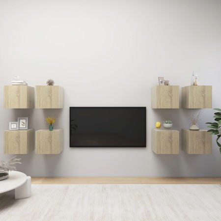 Muebles de pared para TV 8 uds color roble Sonoma 30,5x30x30cm en Muebles TV | Comprar online en Foro24
